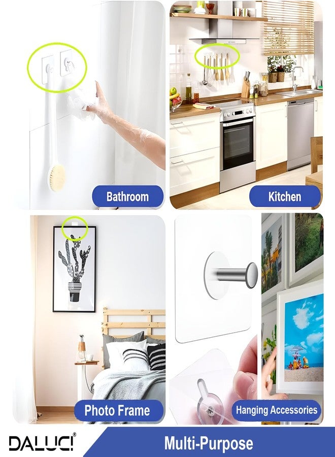 DALUCI Self Adhesive Wall Hooks (5 Pack) - Photo Frame Hooks for Wall Heavy Items Without Drilling | Heavy Duty Sticky Hanger Hook Nail Free Wall Hooks for Hanging Clocks & Keys (Photo Frame Hook, 5) - Image 4
